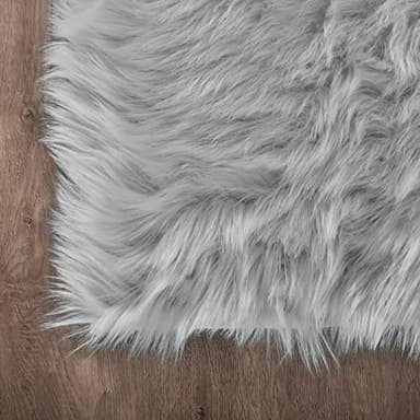 Latepis 3x5 Faux Sheepskin Rug, Faux Fur Rug for Living Room, Fluffy Washable Rugs for Bedroom, Teen Bedroom Decor, Grey Fluffy Rugs, Rectangle - Image 5
