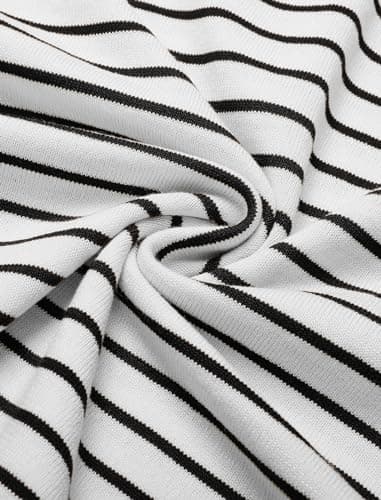 COOFANDY Mens Polo Shirts Striped Knitting Golf Shirts Lightweight Short Sleeves Shirts, White, Medium - Image 5