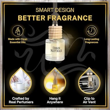 Urban Naturals Car Air Freshener Diffuser 3 Pack - Tropical Escape Essentials Scent, 45+ Days Long Lasting Fragrance, Made in USA, Glass & Wood, Hanging Design + Vent Cip, Easy to Use - Image 5