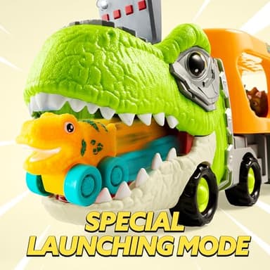 JOYIN Dinosaur Toys for Kids 2-4, Toddler Boy Toys, Dinosaur Carrier Truck with 6 Rubber Car Vehicles, Christmas Birthday Gifts with Music & Lights for 2 3 4 5 Year Old - Image 2