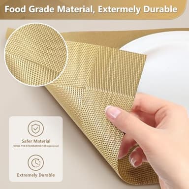 Placemats Set of 6, Place Mats for Kitchen Dining Table, Heat-Resistant Anti-Skid Stain Washable PVC Table Mats, Easy to Cleaning Woven Vinyl Dinner Mats - Image 3