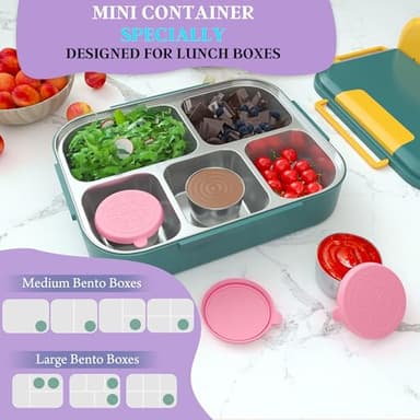 6x1.6 Oz Salad Dressing Containers With Lids, Small Leakproof Reusable Stainless Steel Salad Dressing Container To Go For Lunch Boxes,Sauce containers, Picnics,Travel Meal Prep And Kitchen Storage. - Image 7