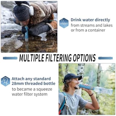 Yuclet 4 Pack Water Filter Straw, Portable Personal Water Filtration System, Water Purifier Survival, Emergency Preparedness for Camping Hiking Drinking Travel Hunting and Family Outing - Image 4