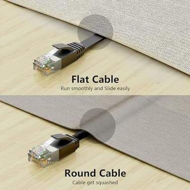 Jadaol Cat 6 Ethernet Cable 15 ft, Outdoor & Indoor 10Gbps Support Cat8 Cat7 Network, Flat RJ45 Internet LAN Computer Patch Cable for Router, Modem, Switch, Gaming Consoles, Streaming Devices, Black - Image 6