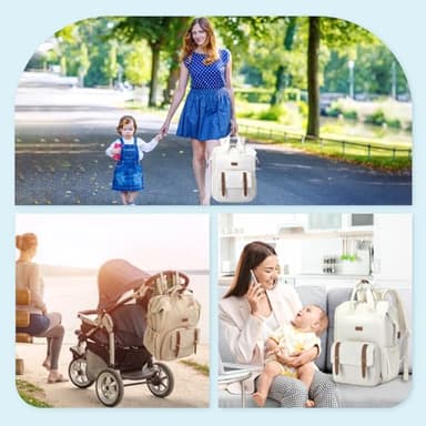 mommore Diaper Bag Backpack, Breast Pump Backpack for Spectra S1,S2 Medela Pumping Backpack for Working Moms with 15.6 inch Laptop Sleeve, Champagne - Image 6