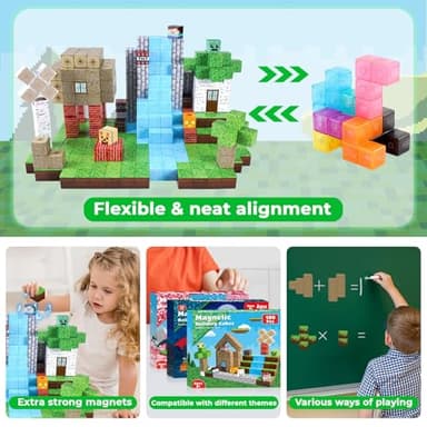Magnetic Blocks-100PCS Magnetic Building Blocks, Magnetic Tiles Kids Build Cubes 2025 Upgraded STEM Game Toys, Christmas Birthday Gifts for Boys & Girls Ages 3+ - Image 5