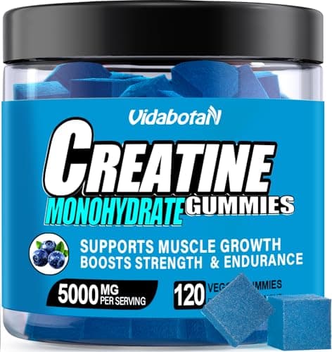 vidabotan Sugar Free Creatine Monohydrate Gummies for Men & Women-5g of Creatine Monohydrate per Serving- with L-Taurine, Alpha GPC, Betaine Anhydrous, Natural Blueberry Flavor, 120 Count - Image 1