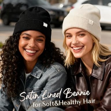 YANIBEST Satin Lined Beanie for Women Reduce Frizz Winter Hats for Women Men Silk Lining Soft Slouchy Warm Cuffed Less Static - Image 4