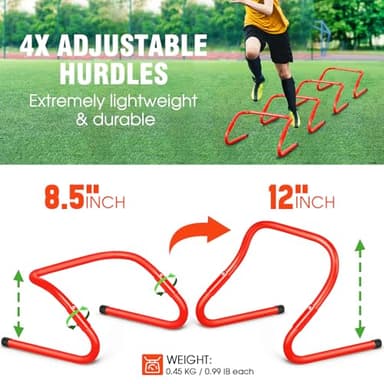 X-UMEUS Agility Ladder Speed Training Equipment Set-20ft Agility Ladder,12 Soccer Cones,4 Hurdles, Jump Rope, Running Parachute| Basketball Football Soccer Training Equipment for Kids Youth Adults - Image 4