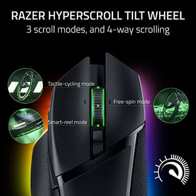 Razer Basilisk V3 Pro Wireless Gaming Mouse: HyperScroll Tilt Wheel - 30K DPI Optical Sensor - Gen-3 Optical Switches - 13-Zone Chroma RGB - 13 Programmable Controls - 3 Connection Modes - Black - Image 2