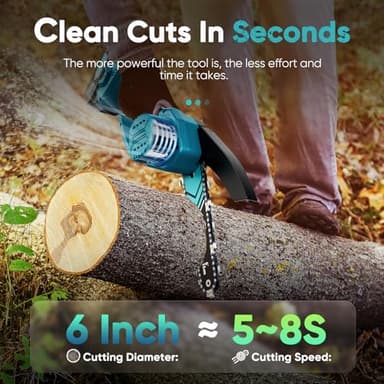 Mini Chain saw, 6-Inch Chain Saw, 2 Pack 2000mAh Batteries, 【Seniors Friendly】Portable Handheld Chainsaw, Mini Chainsaw Cordless for Wood Cutting Tree Trimming DIY Projects Gardening Camping - Image 4