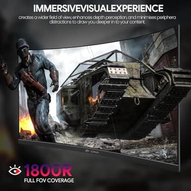 CRUA 27" Curved Gaming Monitor, FHD 1920x1080P, 144Hz/180Hz Computer Monitor, 1800R VA Screen, 120% sRGB, AMD FreeSync, HDMI & DP, Wall Mount Install- Black - Image 4