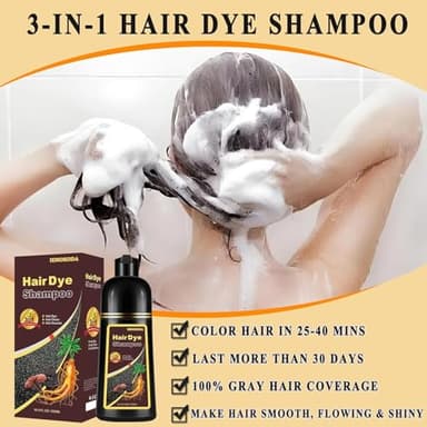 Dark Brown Hair Dye Shampoo 3 in 1 for Gray Hair, Long-lasting & Natual Hair Color Shampoo, Herbal Ingredients Natural Shampoo Hair Dye Effect in Minutes, Gifts for Men Women 500ml - Image 4