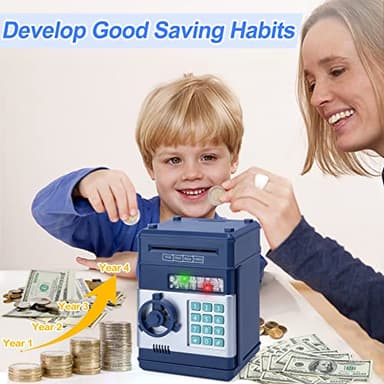 Piggy Bank for Boys,Refasy Electronic Piggy Banks Password Money Saving Box Gifts for 11 Year Old Boy Money Bank Toy Birthday Gifts for Boys Girls Kids Safe Cash Coin Can(Navy) - Image 2