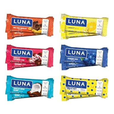LUNA Bar - Variety Pack - 6 Flavors - Snack Bars - Non-GMO - Gluten-Free Protein Bars - Made with Organic Oats (12 Pack) - Image 1