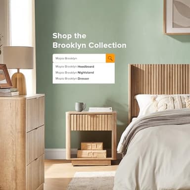 mopio Brooklyn Night Stand, Modern Farmhouse Nightstand, Small Side, Bedside Table with Drawer, End Table with Storage, Fluted Panel, Curved Profile (Golden Oak, Set of 2) - Image 5