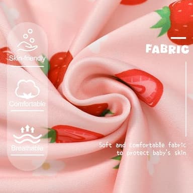 YUEMION Toddler Gir Clothes, 2Pcs Baby Gir Summer Outfits Ruffle Sleeveless Shirts Flora Tops + Shorts Clothing Set(Strawberry + Red, 4-5T) - Image 6