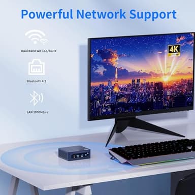 Mini PC with Intel 12th Gen N100 (Up to 3.4GHz) 16GB DDR4/512GB M.2 SSD, Expandable Storage, Dual 4K HDMI, 4X USB 3.2, WiFi 5 & Gigabit LAN,Compact Desktop Computer for Home Office, Gaming, Streaming - Image 6