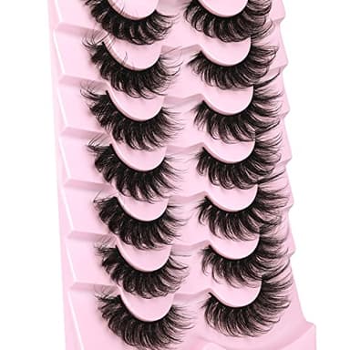 Mink Lashes Fluffy 6D False Eyelashes 17mm Wispy Cat Eye Lashes that Look Like Extensions Strip Lashes Pack - Image 4