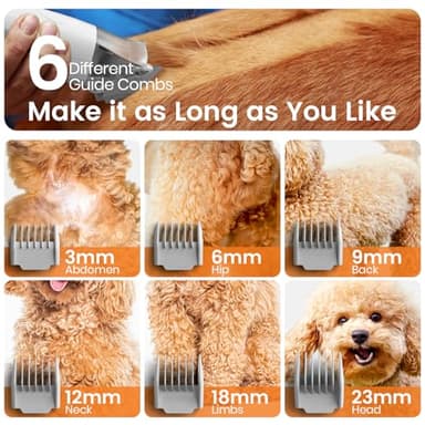 oneisall Dog Grooming Vacuum, Pet Grooming Vacuum with Clipper Nail Grinder, 1.5L Dust Cup Dog deshedding Vacuum Brush with 7 Pet Grooming Tools for Shedding Pet Hair, Home Cleaning(Blue) - Image 6