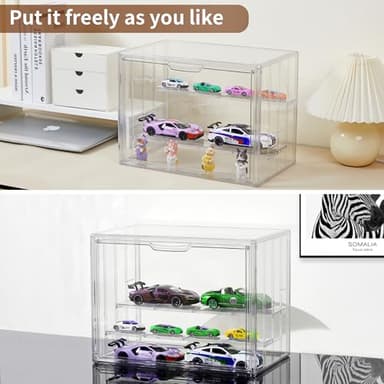 Display Case for Collectibles 4 Layer Updated Adjustable Acrylic Display Case with Magnetic Door Clear Stackable Display Box Hobby Display Cases for Figures, 2 Pack - Image 3