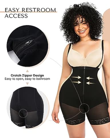 SHAPELLX Fajas Colombianas Shapewear for Women Postpartum Tummy Control Body Shaper Butt Liftting Bodysuit with Zipper Crotch M - Image 3