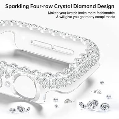 Bling Bumper Case Compatible with Apple Watch Series 6/5/4/SE 3/SE 2/SE 44mm, Diamond Protective Face Cover for Women, Hard PC Frame Protector for iWatch 44mm - Image 3