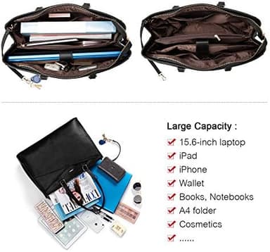 LOVEVOOK Laptop Tote Bag for Women 15.6 Inch Waterproof Leather Computer Bags Business Office Work Briefcase Black - Image 7