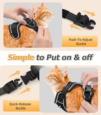 Halypet Cat Harness and Leash Set [MAX Safety 4th-Gen Upgrade] Escape Proof Adjustable Cat Leash Comfortable Soft Vest Easy to Wear Kitten Harness with Reflective Strip for Cats Walking, M Black - Image 8