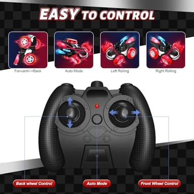 Ancitoy Remote Control Car for Boys, 2.4GHz RC Cars with 360° Flips, 4WD LED Lights Cool Stunt Toys, Rechargeable USB-C, Monster Truck Toy, Birthday Gift for Kids Ages 3-8 - Image 5