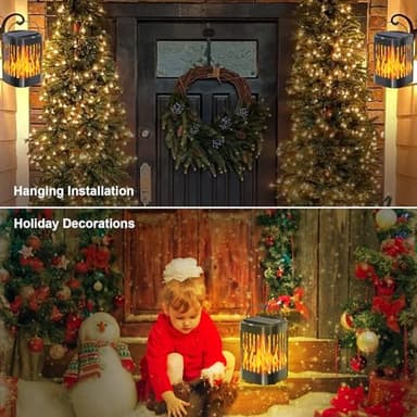 Solar Hanging Lanterns Outdoor, Flickering Flames Outdoor Solar Lights Hanging Lanterns Waterproof Decoration Lighting for Table, Garden, Patio, Tree, Yard, Driveway (1 Pack) - Image 5