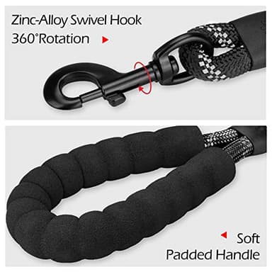 PoyPet Dog Harness and Leash Combo, Escape Proof No Pull Vest Harness, with 5 Feet Leash, Reflective Adjustable Soft Padded Pet Harness with Handle for Small to Large Dogs(Black,L) - Image 4