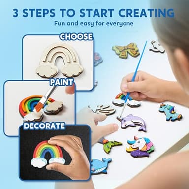 JOYIN 12 pcs Fantasy Wooden Magnets, Kids Unicorn Painting Craft, Spring and Rainy Day Activities School Art Projects, Toys for Kids Aged 3+ Birthday Easter - Image 4