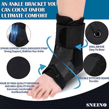 SNEINO Ankle Brace for Women & Men - Ankle Support Brace for Sprained Ankle, Ankle Stabilizer for Achilles, Tendon, Sprain, Injury Recovery, Lace up Ankle wrap for Running, Basketball, Volleyball (Medium) - Image 5