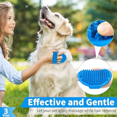 Comotech 6PCS Dog Bath Brush & Dog Toothbrush | Adjustable Handle Shampoo Brush & Scrubber for Short & Long Haired Dogs & Cats | Effectively Solve Odor & Stain Removal Problems | Pet Supplies (Blue) - Image 4