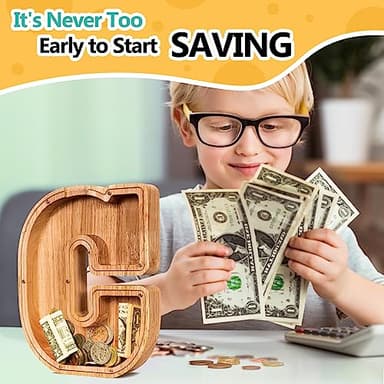SummiDate Wooden Letter Piggy Bank| Piggy Bank for Boys Girls Toddler| Alphabet C Money Bank| Coin Bank Birthday Gift for Kids|Birthday Gift for Kids (C) - Image 4