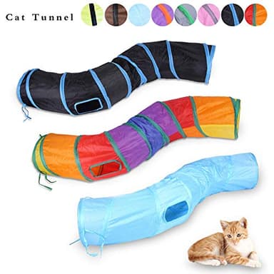 iCAGY Cat Tunnel for Indoor Cats Interactive, Rabbit Tunnel Toys, Pet Toys Play Tunnels for Cats Kittens Rabbits Puppies Crinkle Pop Up Rainbow 47" Shape S - Image 5