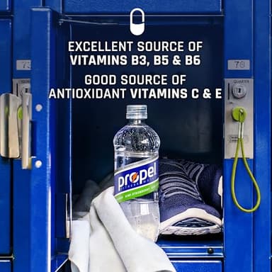 Propel Electrolyte Enhanced Water Sports Drink, Grape Flavored Water, Zero Calorie & Zero Sugar Hydration with Electrolytes and Vitamins C & E, 16.9 fl oz Bottles (12 Pack) - Image 6