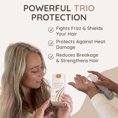 VITAMINS hair cosmetics Keratin Hair Serum for Frizzy and Damaged Hair - Anti Frizz Serum with Biotin, Castor Oil & Collagen for Heat Protection, Shine and Gloss Treatment - 4.25 Fl Oz - Image 4