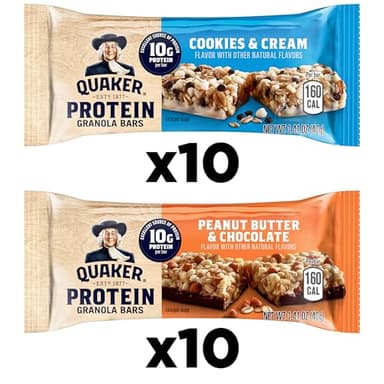 Quaker Protein Granola Bars, 2 Flavor Variety Pack, 10g Protein, 1.41 oz Bars, 20ct - Image 3