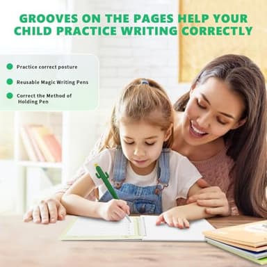Magic Groove Practice Copybook for Kids, Reusable Writing Practice Book, Grooved Handwriting Book Set for Kids Ages 3-8 Calligraphy 5.59 * 7.91 (5 Medium Books with Cactus Pens & Gift Box) - Image 6