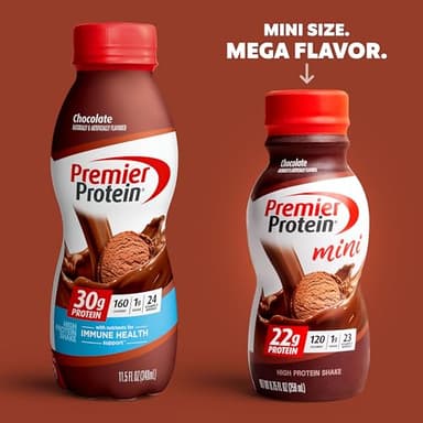 Premier Protein Shake MINIs, Chocolate, 22g Protein, 120 Calories, 1g Sugar, 8.75fl oz, Pack of 12 - Image 2