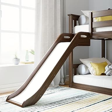 Max & Lily Twin Over Twin Low Bunk with Slide and Ladder, Wooden Bunk beds with 14” Safety Guardrail for Kids, Toddlers, Boys, Girls, Teens, Bedroom Furniture, Walnut - Image 3