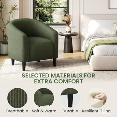 Yaheetech Barrel Chairs, Furry Accent Chairs, Sherpa Chairs with Soft Padded Armrest, Fuzzy Club Chairs for Living Room Bedroom Waiting Room Office, Accent Chairs Set of 2, Dark Green - Image 6