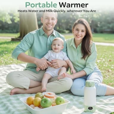 Portable Bottle Warmer 17oz Bottle Warmer for Breast Milk Formula & Water, Fast Heating, Long Battery Life & Large Capacity, Suitable for Baby Outdoor Travel Green - Image 9