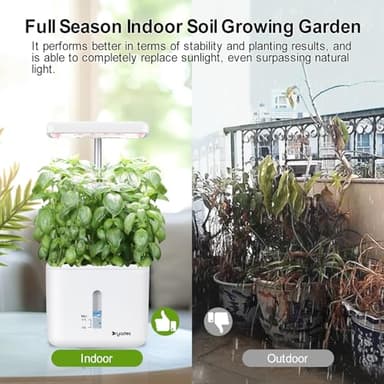 Indoor Garden Planter Growing Systems Soil plant pot indoor Small Smart Soil Gardening System with 17 Watts LED Grow Light Auto Timer Self-Watering Planter Pot Gifts for Mom Women (No Seeds&Soil) - Image 3