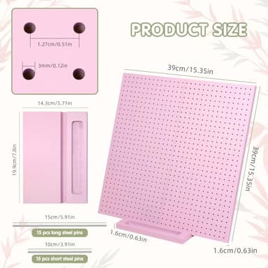 Pink Color 15.4" Foldable Crochet Blocking Board, Upgrade Foldable Large Blocking Board Crocheting with 30 Pcs Pins, Granny Square Blocking Boards, Wooden Knitting Blocking Board for Blocking Crochet - Image 2