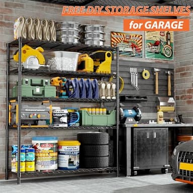Storage Shelves Heavy Duty, 48" L x 20" W x 72" H Garage Wire Shelving Unit Loads 2000LBS, 5-Tier Adjustable Metal Industrial Utility Shelf Rack for Kitchen, Laundry Room, Pantry, Warehouse, Basement - Image 3
