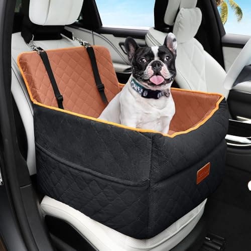 HEGGCOOE Small Dog Car Seat, Memory Foam Dog Booster Seats with Thick Cushion for Medium Dogs Under 35lbs, Detachable Washable Pet Car Seat Travel Bed with Storage Pockets,2 Safety Belts - Image 1