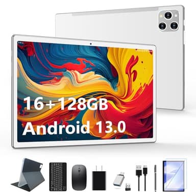 2025 Latest Tablet Android 13 Tablets 10 Inch, Tablets 128GB ROM+16GB RAM (8+8 Virtual), 2 In 1 Tablet with keyboard, Powerful Octa-Core+13MP Camera, 1TB TF Expandable, FHD IPS Display WiFi Tableta PC - Image 1